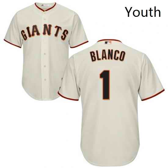 Youth Majestic San Francisco Giants 1 Gregor Blanco Authentic Cream Home Cool Base MLB Jersey